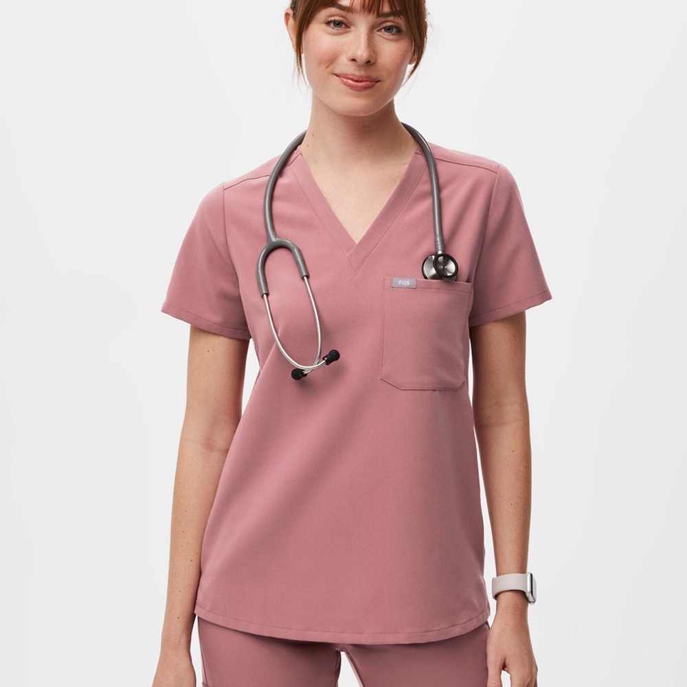 FIGS Mauve Catarina One Pocket Women's V-Neck Scrub Top